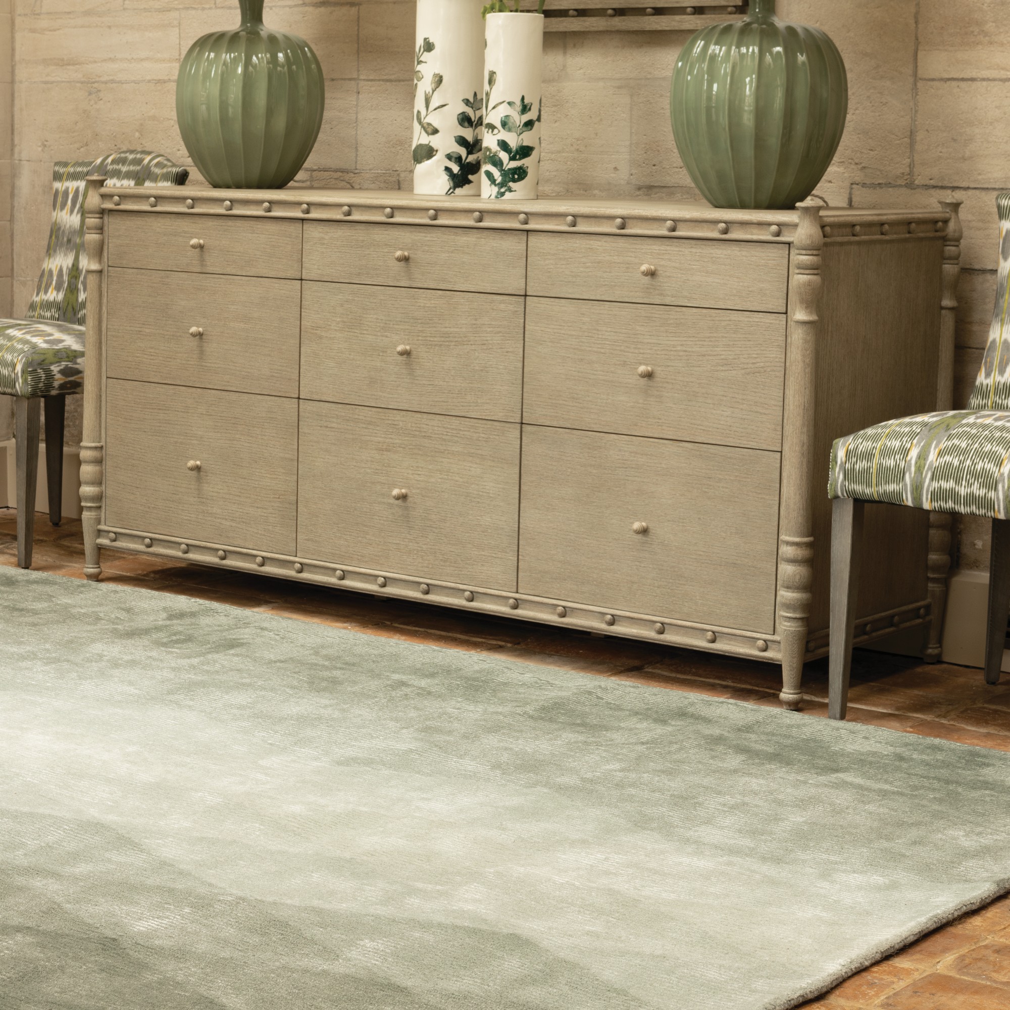 Pentle Wool Rugs By Designer William Yeoward In Jade Grey